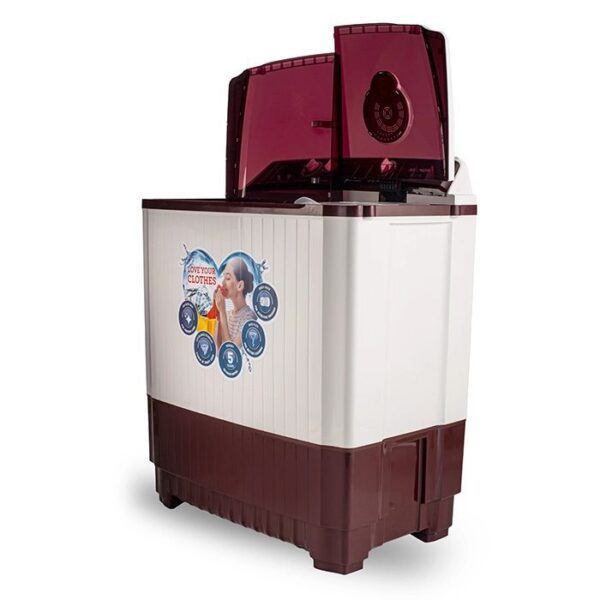 6.5 KG SEMI AUTOMATIC DARK MAROON WASHING MACHINE - Image 4