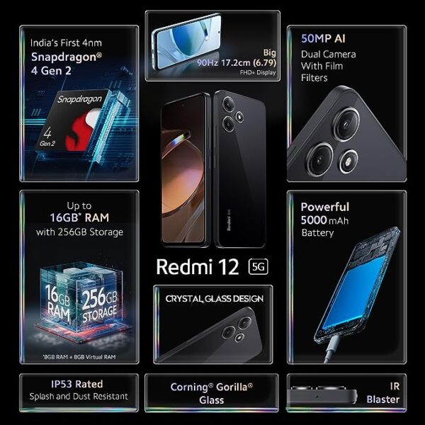 Redmi 12 5G Jade Black 4GB RAM 128GB ROM - Image 4